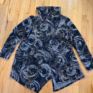 Compli K Sweater Tunic Cowl Neck Asymmetrical Hem Laggen Look Pockets XL